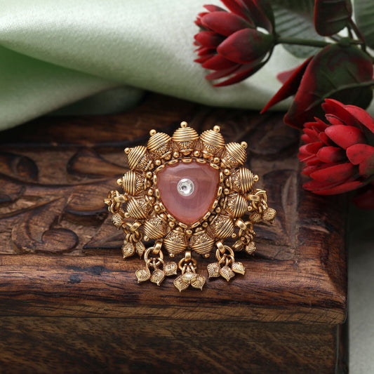 Pink Color Matte Gold Rings Highlighting Soft Tones And Intricate Matte Gold Craftsmanship