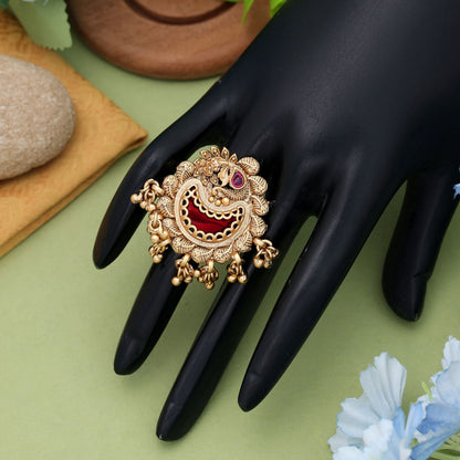 Rot Mattgoldringe Festlicher Statement-Schmuck