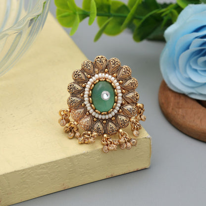 Pistaziengrüne Farbe Matte Goldringe Traditioneller Ethno-Schmuck