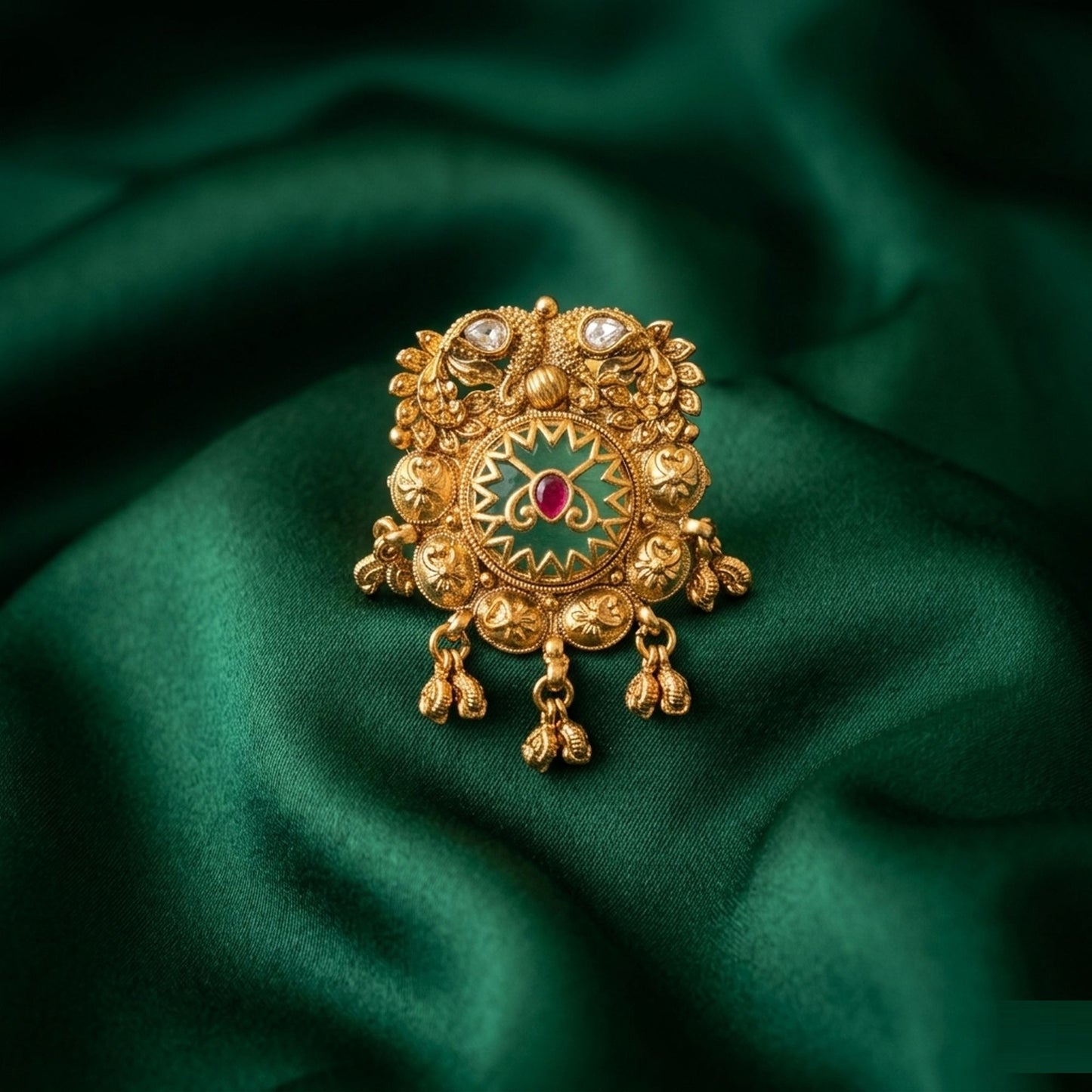 Pistaziengrüne Farbe Matte Goldringe Stilvolle ethnische Designerschmuckkollektion