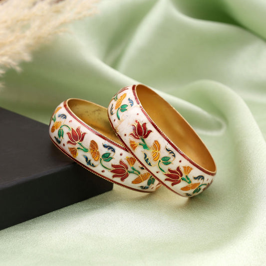 Multi Color Hand Painted Meenakari Bangle With Traditional Enamel Artwork