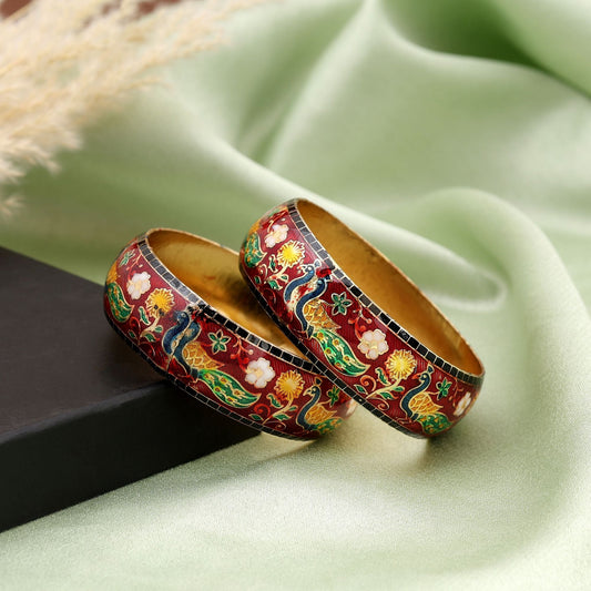 Multi Color Hand Painted Meenakari Bangle Inspired By Heritage Motifs