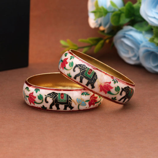 Multi Color Hand Painted Meenakari Bangle Crafted For Festive Occasions