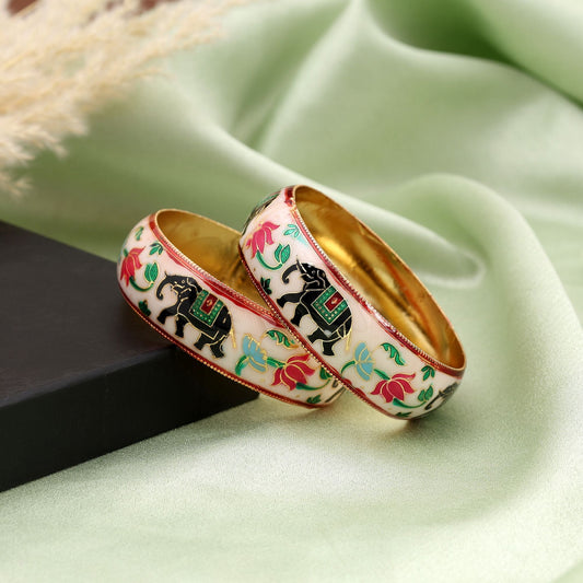 Multi Color Hand Painted Meenakari Bangle Crafted For Festive Occasions