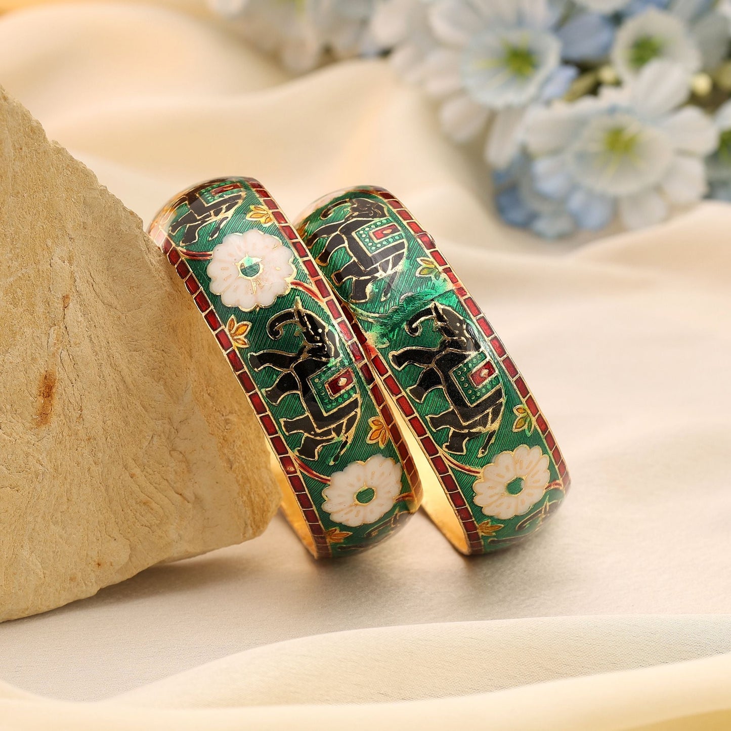 Multi Color Hand Painted Meenakari Bangle Perfect For Ethnic Styling