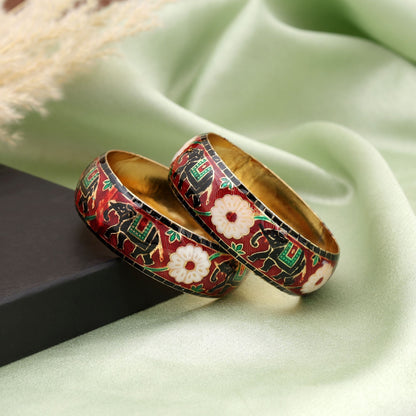 Multi Color Hand Painted Meenakari Bangle With Vibrant Traditional Patterns