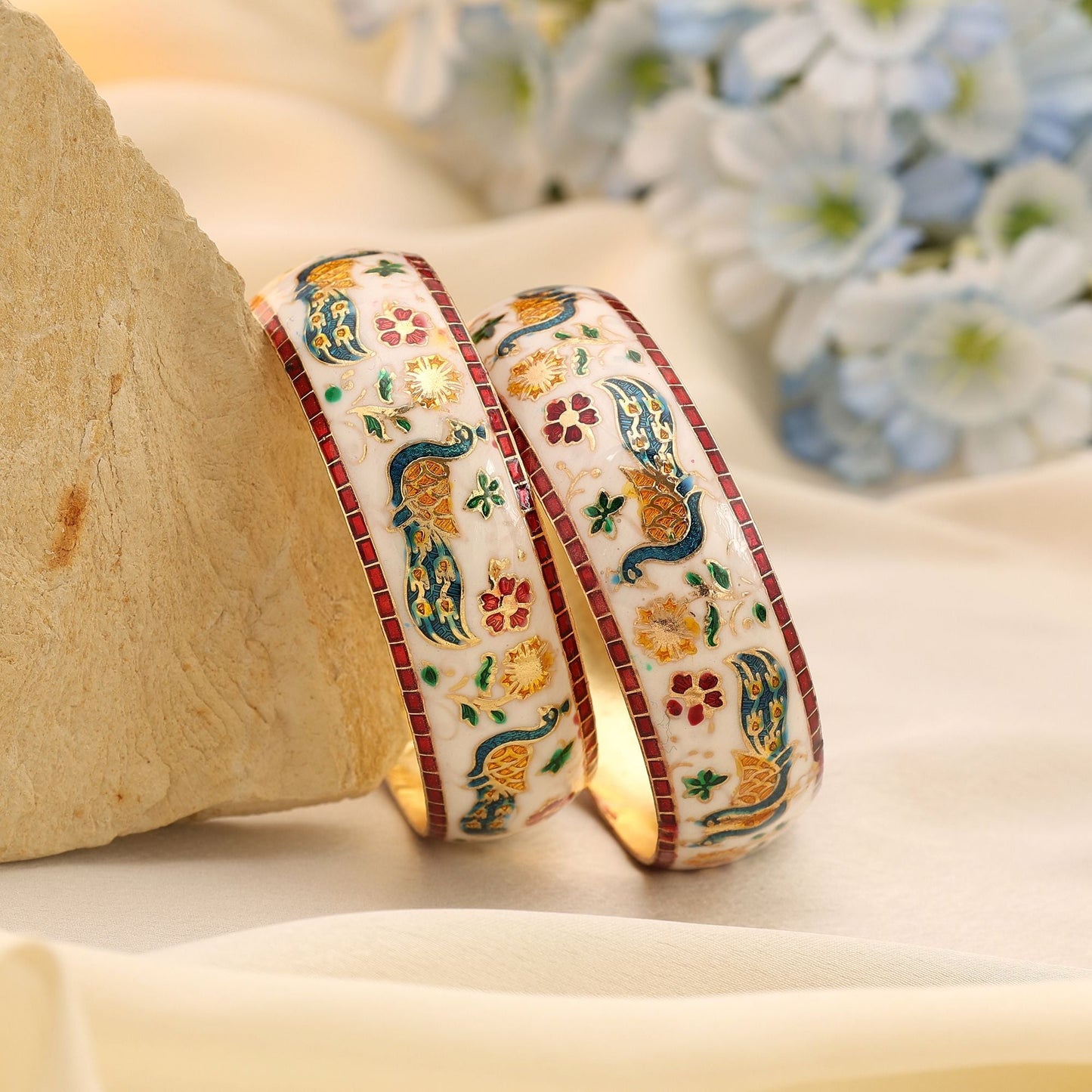 Multi Color Hand Painted Meenakari Bangle Featuring Artistic Enamel Finish