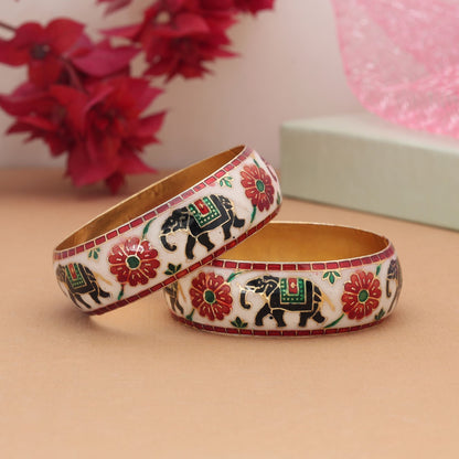 Multi Color Hand Painted Meenakari Bangle Inspired By Royal Indian Art