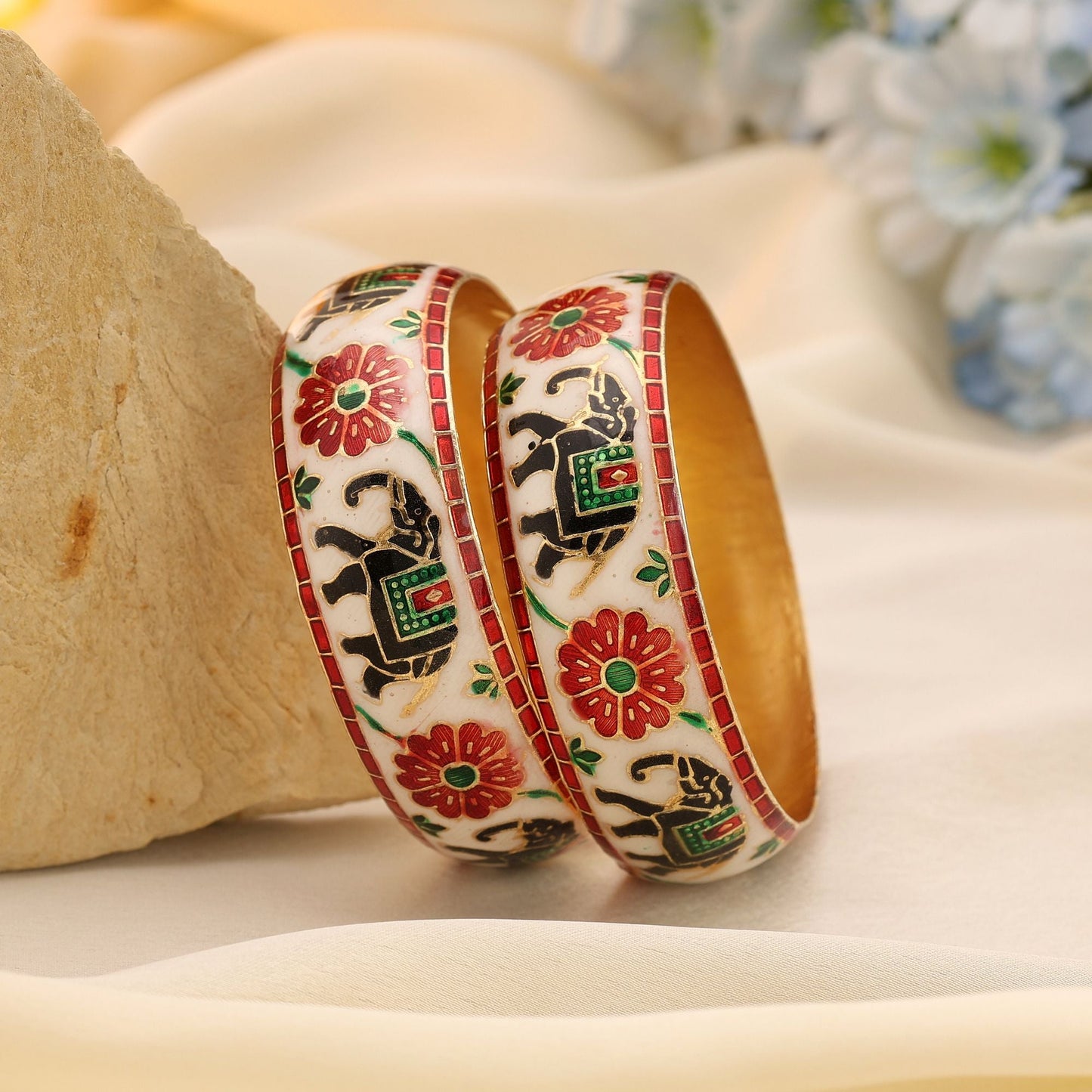 Multi Color Hand Painted Meenakari Bangle Inspired By Royal Indian Art