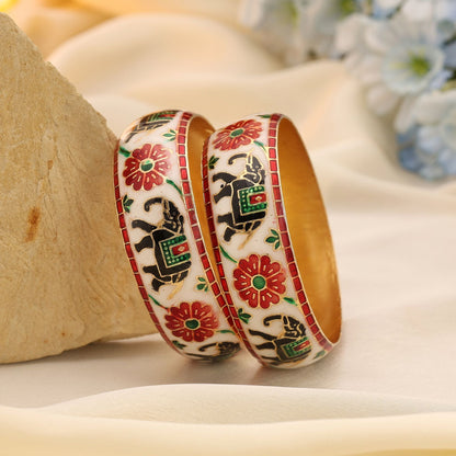 Multi Color Hand Painted Meenakari Bangle Inspired By Royal Indian Art
