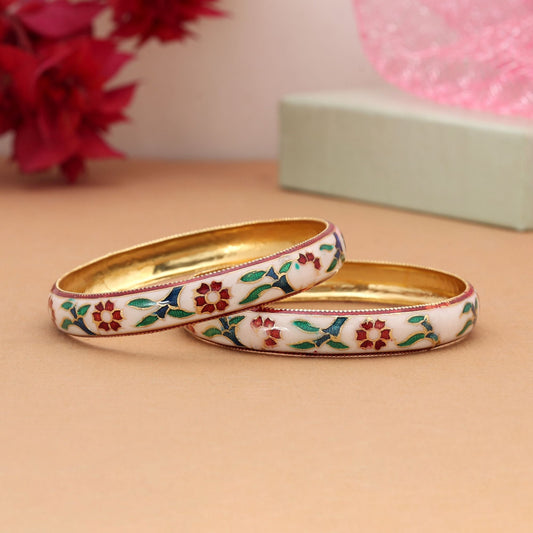 Multi Color Hand Painted Meenakari Bangle Featuring Colorful Enamel Charm