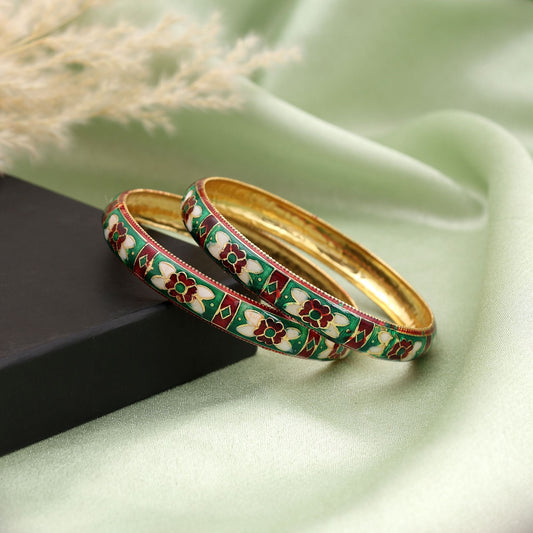 Multi Color Hand Painted Meenakari Bangle Designed For Cultural Events