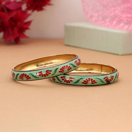 Multi Color Hand Painted Meenakari Bangle Ideal For Ethnic Outfit Pairing
