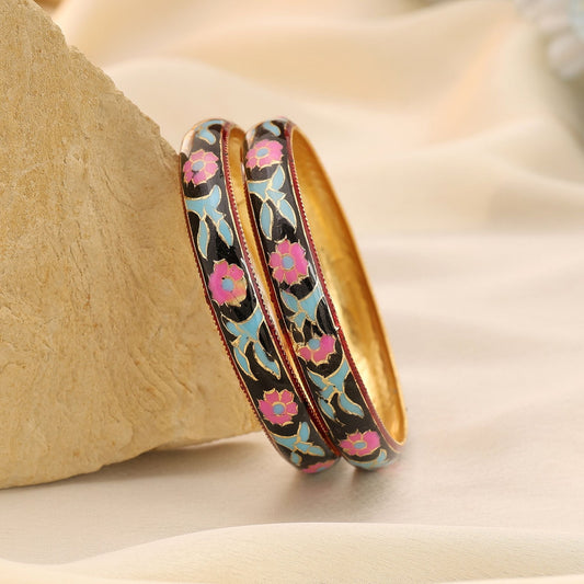 Multi Color Hand Painted Meenakari Bangle Featuring Elegant Enamel Hues