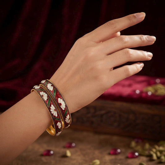 Multi Color Hand Painted Meenakari Bangle Featuring Premium Traditional Handmade Jewelry Collection