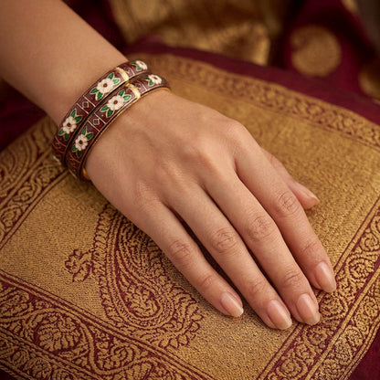 Multi Color Hand Painted Meenakari Bangle with Beautiful Artistic Design for Festive Wear