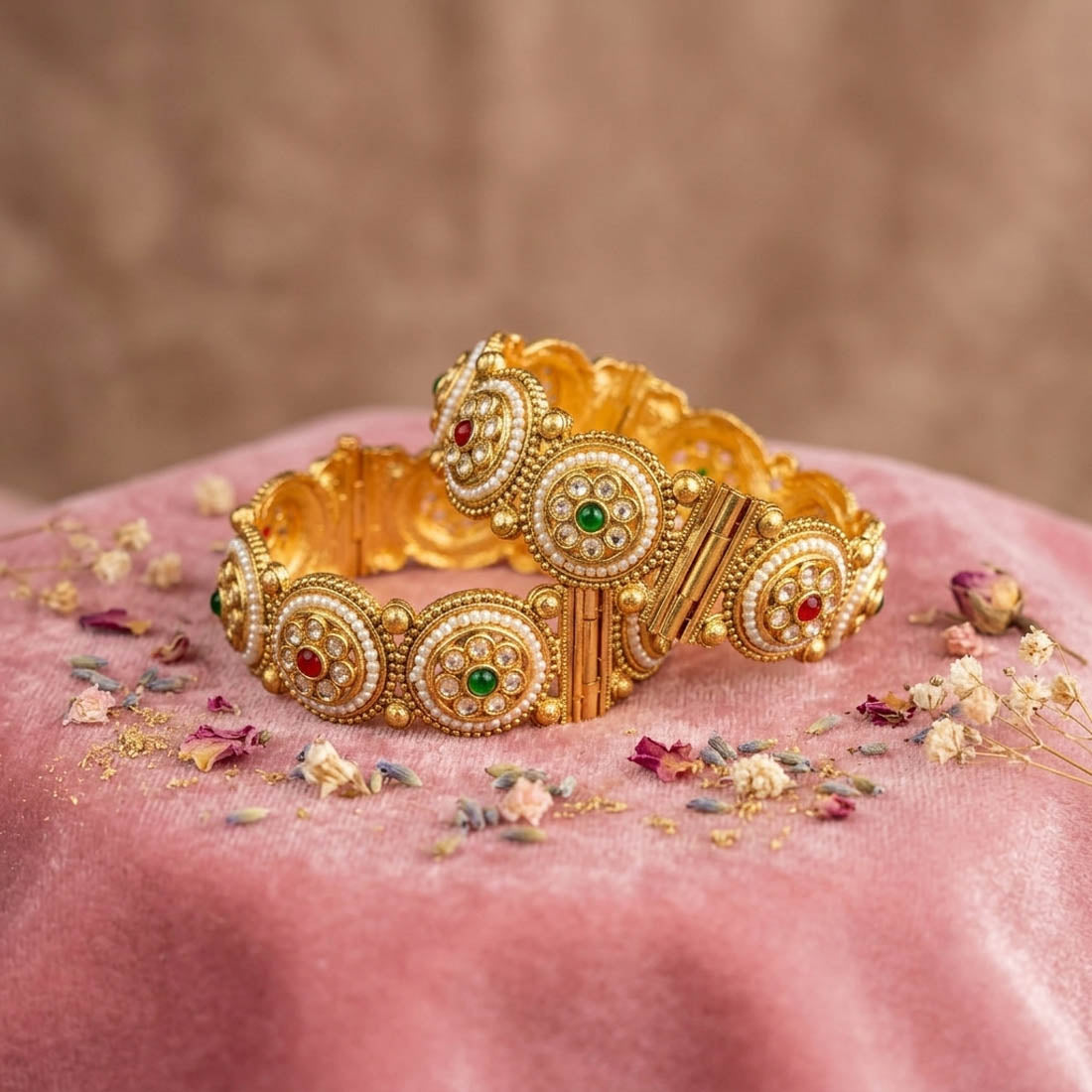 Artistic Designer Pink & Green Color Hand Painted Meenakari Openable Bangle For Women