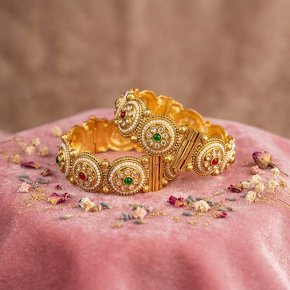 Artistic Designer Pink & Green Color Hand Painted Meenakari Openable Bangle For Women