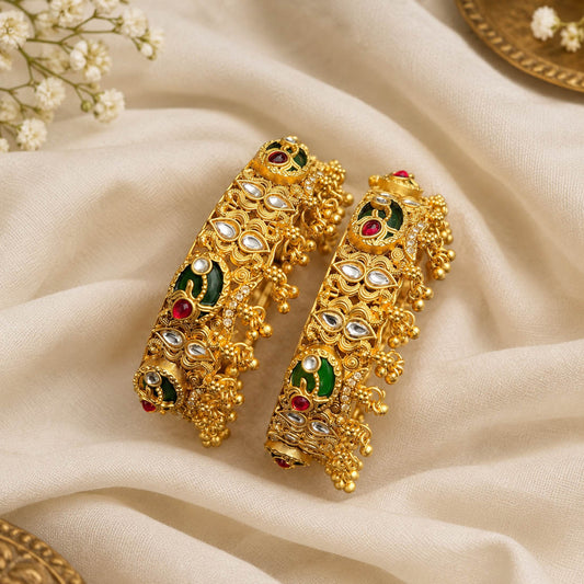 Pretty Floral Pink & Green Color  Bangle For Sangeet Ceremonies