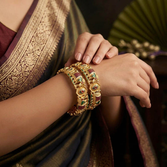 Vibrant Rainbow Multi Color Hand Painted Meenakari Bangle Set For Cultural Gatherings