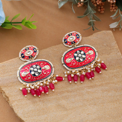 Rani Color Meenakari Ohrringe – Entworfen mit königlichen Farbtönen für prächtige ethnische Statement-Looks