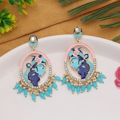 Sky Blue Color Meenakari Earrings Designed To Add Fresh Elegance To Ethnic Outfits