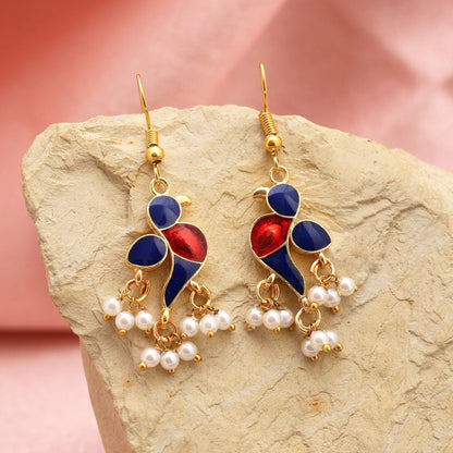 Blue Color Meenakari Earrings Offering Bold Artistic Expression For Traditional Outfits