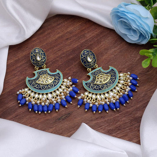 Blue Color Mint Meena Earrings Designed To Add Refreshing Charm To Ethnic Fashion