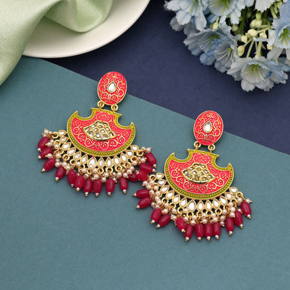 Rani Color Mint Meena Ohrringe mit königlichen Farbtönen und detaillierter Emaille-Handwerkskunst
