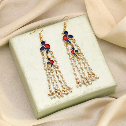 Blue Color Meenakari Earrings Inspired By Royal Indian Heritage Jewelry Designs
