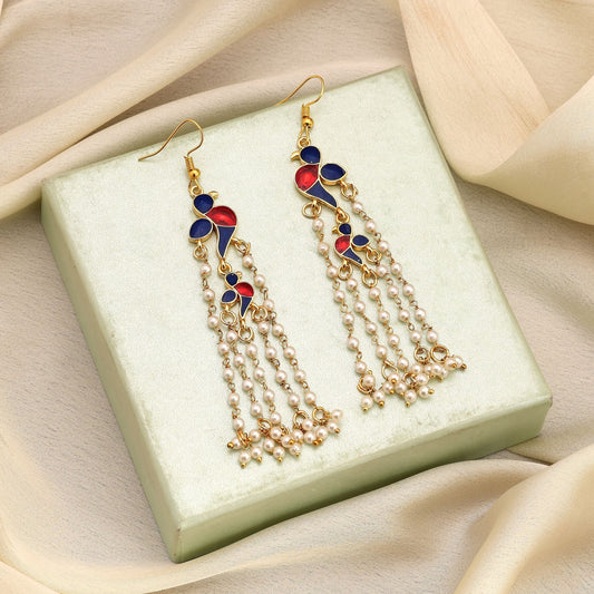 Blue Color Meenakari Earrings Inspired By Royal Indian Heritage Jewelry Designs