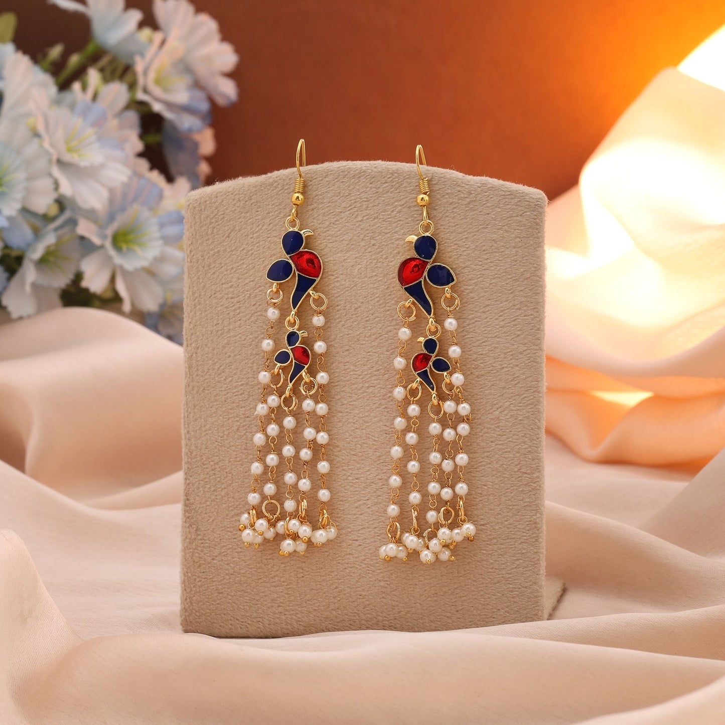 Blue Color Meenakari Earrings Inspired By Royal Indian Heritage Jewelry Designs