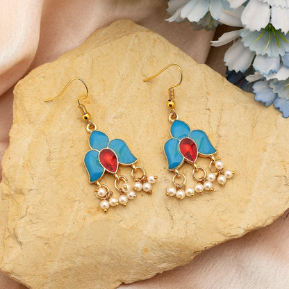 Firozi Color Meenakari Earrings Inspired By Vibrant Rajasthani Enamel Traditions