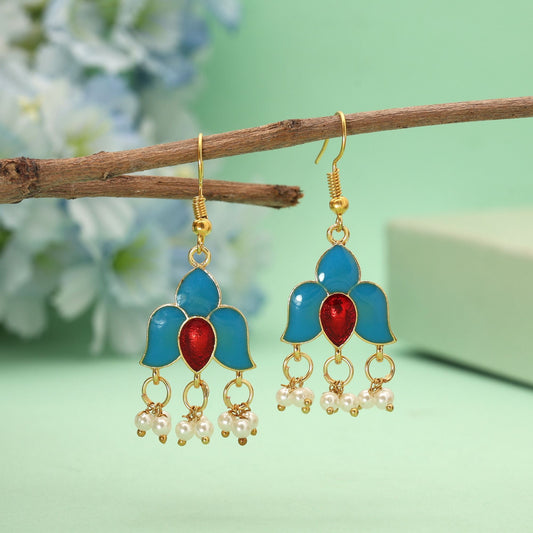 Firozi Color Meenakari Earrings Inspired By Vibrant Rajasthani Enamel Traditions