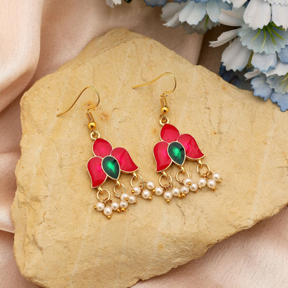 Rani Color Meenakari Earrings Inspired By Royal Rajasthani Enamel Artistry