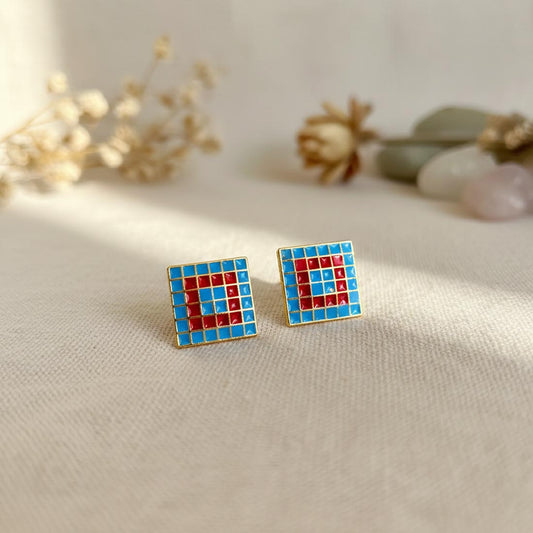 Traditional Firozi & Red Color Meenakari Earrings