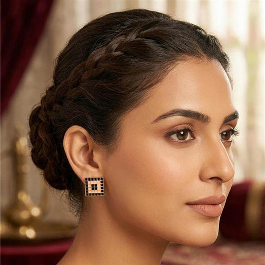 Festice Collection Peach & Black Color Meenakari Earrings