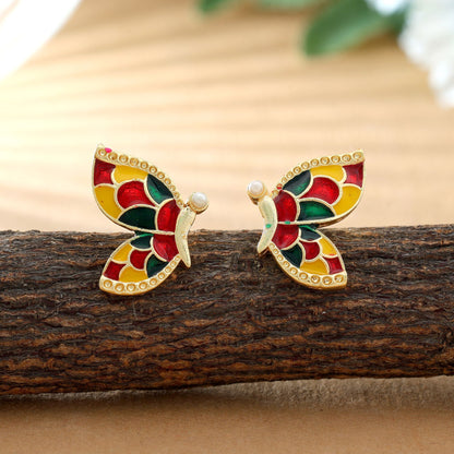 Mehrfarbige Meenakari Ohrringe Elegantes Ethnisches Statement-Schmuckdesign