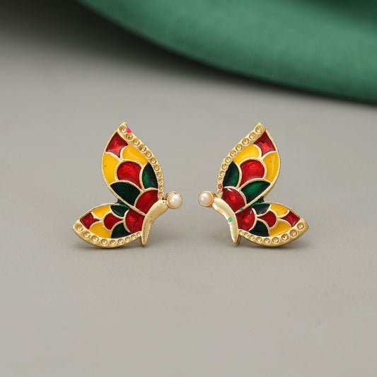 Multi Color Meenakari Earrings Elegant Ethnic Statement Jewelry Design