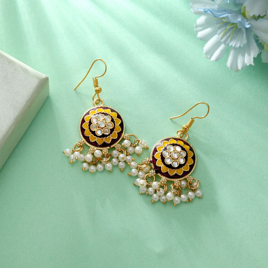 Purple Color Meenakari Earrings Stylish Festive Traditional Jewelry Design