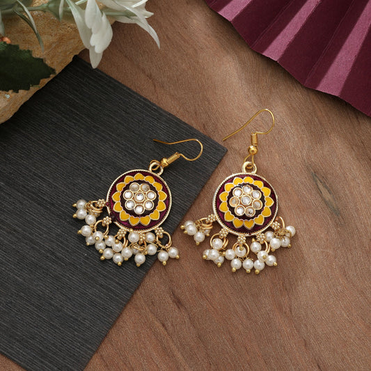 Purple Color Meenakari Earrings Stylish Festive Traditional Jewelry Design
