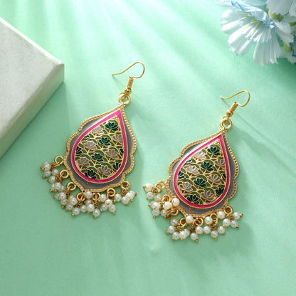 Grey Color Meenakari Earrings Elegant Minimal Ethnic Jewelry Style