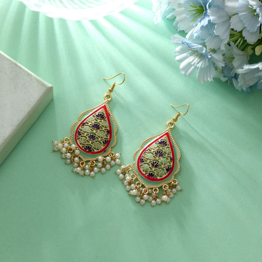 Pistaziengrüne Meenakari Ohrringe Elegante traditionelle Brautschmuck