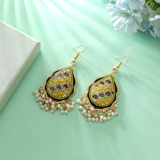 Purple Color Meenakari Earrings Stylish Traditional Festive Jewelry Collection