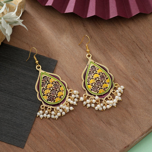 Purple Color Meenakari Earrings Stylish Traditional Festive Jewelry Collection