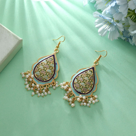 Himmelblaue Meenakari Ohrringe Klassischer Ethnischer Partyschmuck