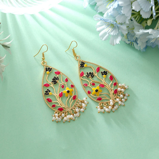 Multi Color Meenakari Earrings Stylish Ethnic Party Wear Jewelry Collection