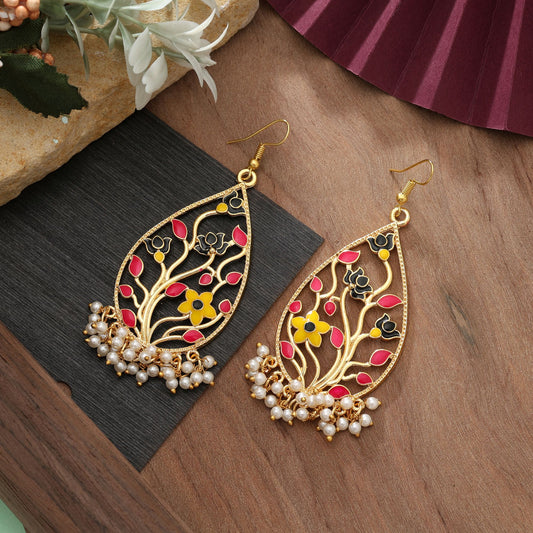 Multi Color Meenakari Earrings Stylish Ethnic Party Wear Jewelry Collection