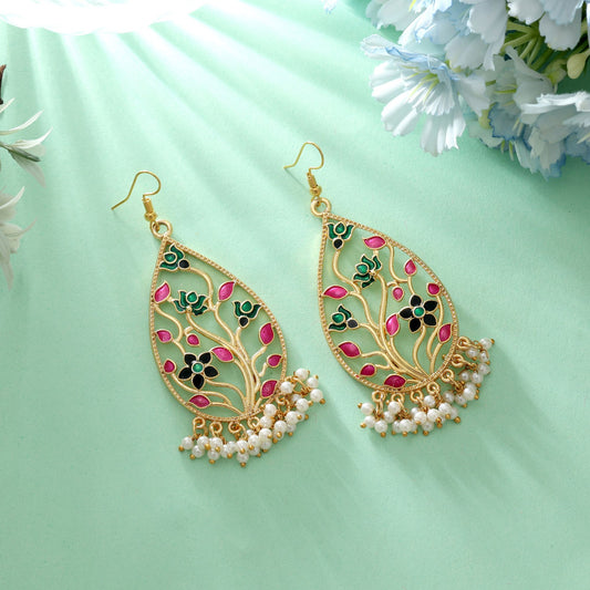 Multi Color Meenakari Earrings Elegant Designer Wedding Jewelry Style