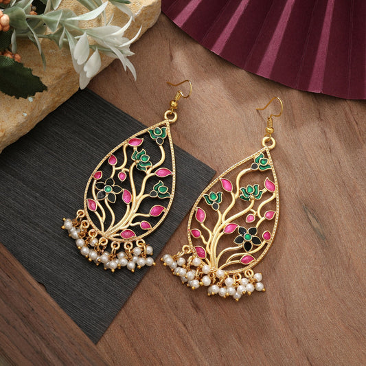 Multi Color Meenakari Earrings Elegant Designer Wedding Jewelry Style